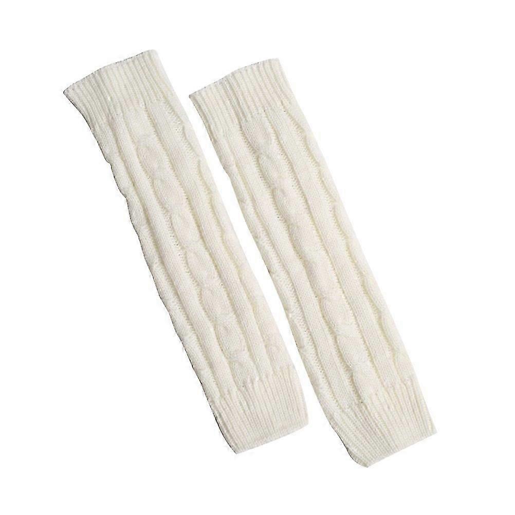 Ciepłe ocieplacze na nogi Cable Knit Design Unisex Winter Holiday Knit Wełniana Materiał Biały 42,00X10,00X1,00 CM 1 para