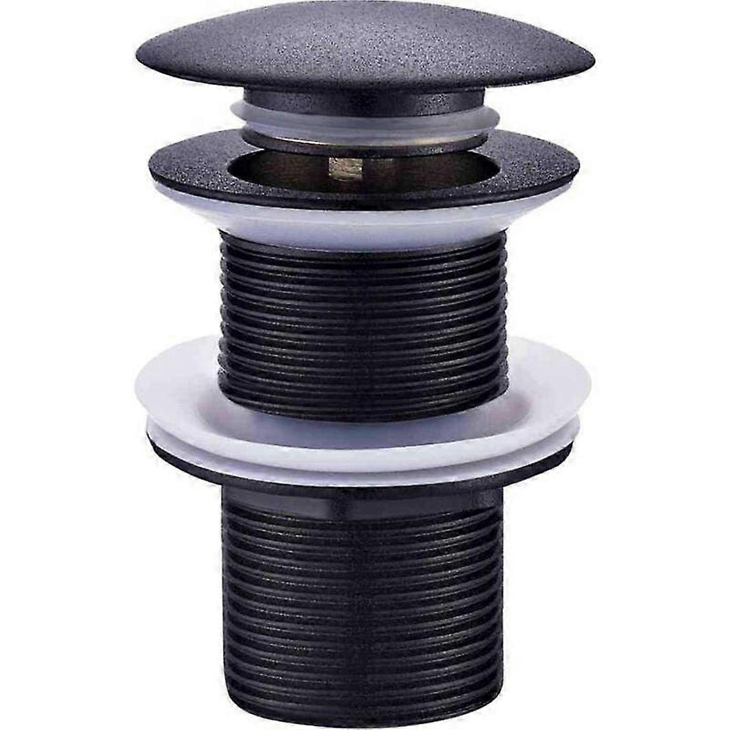 Rousseau Click-Clack Washbasin Waste, diam. 63 mm, NF certified, without overflow, for large thickness (worktop), black finish