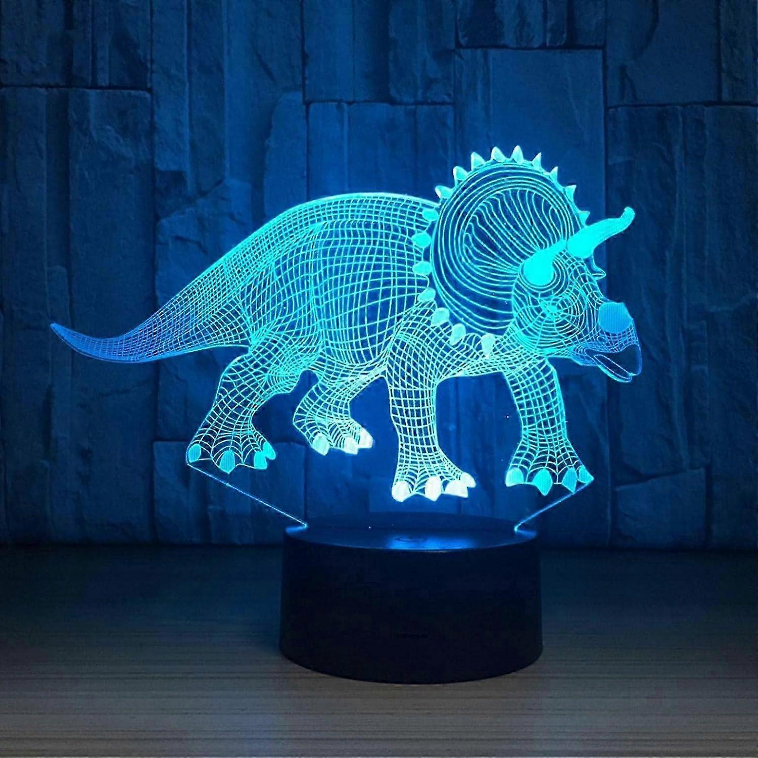 Dinosaur 3D Night Light for Kids, 3D Led Illusion Lamp Three Patterns 7 Colors Change Decor Lamp, 3D Illusion Lamp Toys Lamp Toys