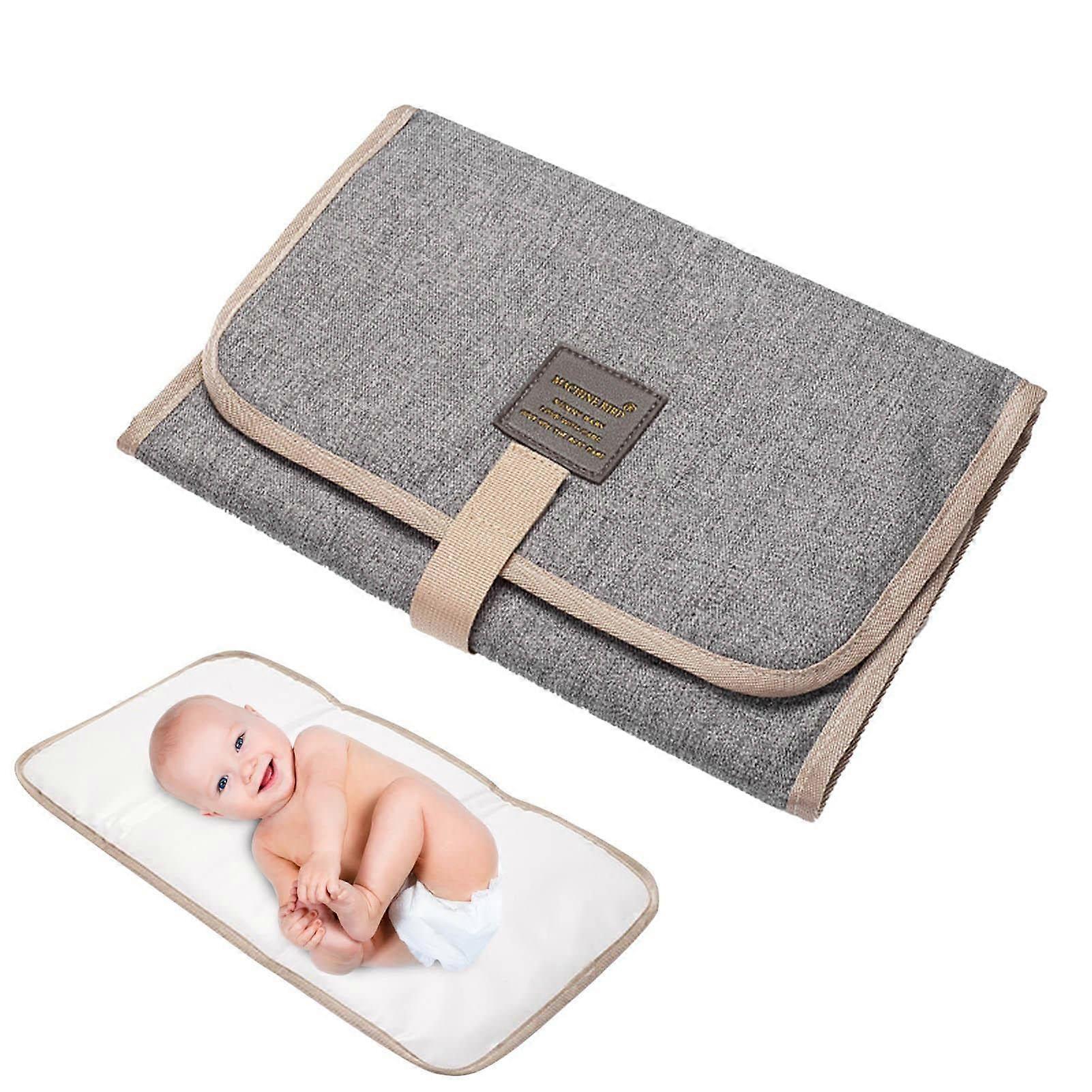 Portable Changing Pad Waterproof Travel Changing Pad For Newborn Grey Extended Cushioned Mat