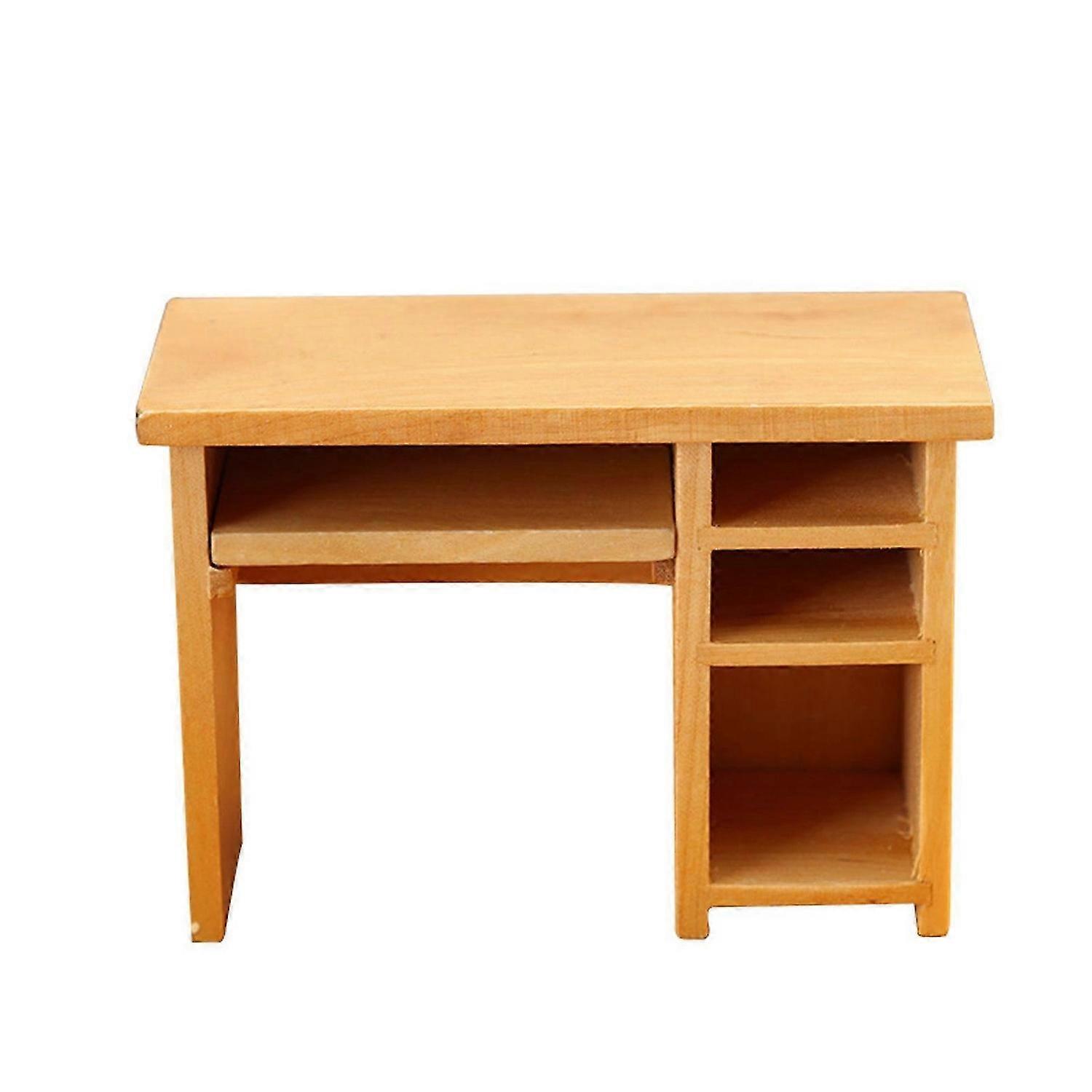 1:12 Compact Computer Desk W/Keyboard Tray Kit for Bedroom Office Study Table jy-ss