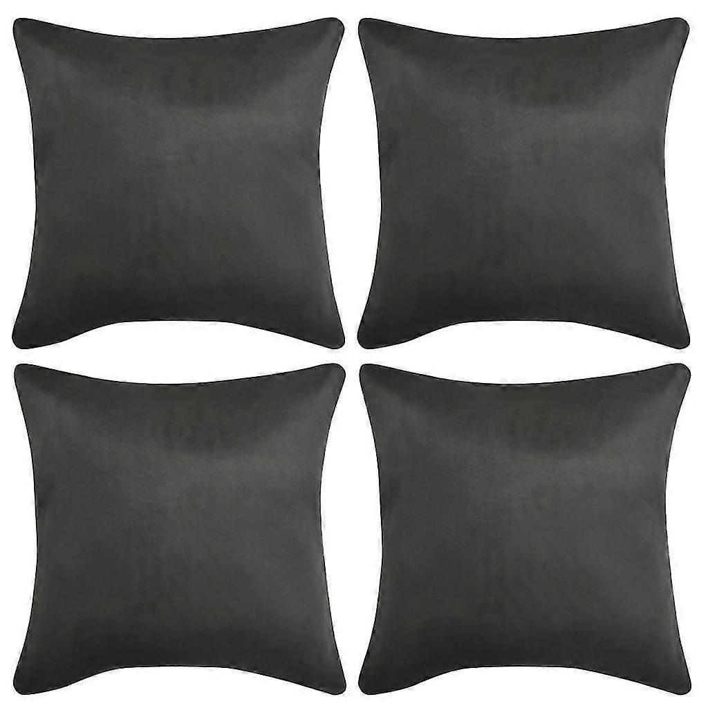 Cushion Covers 4 Pcs 40x40 Cm Polyester Faux Suede Anthracite