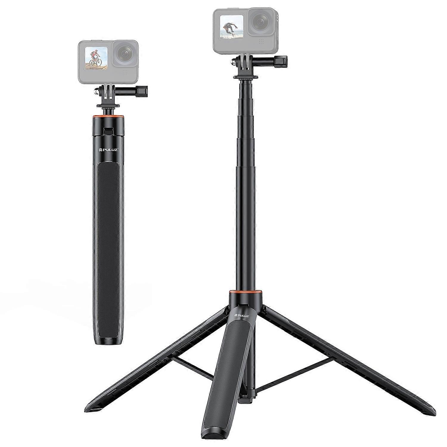 PULUZ PU731B 2 in 1 Aluminum Alloy Selfie Stick Tripod Stand 54 Inch Extendable Monopod for Action C