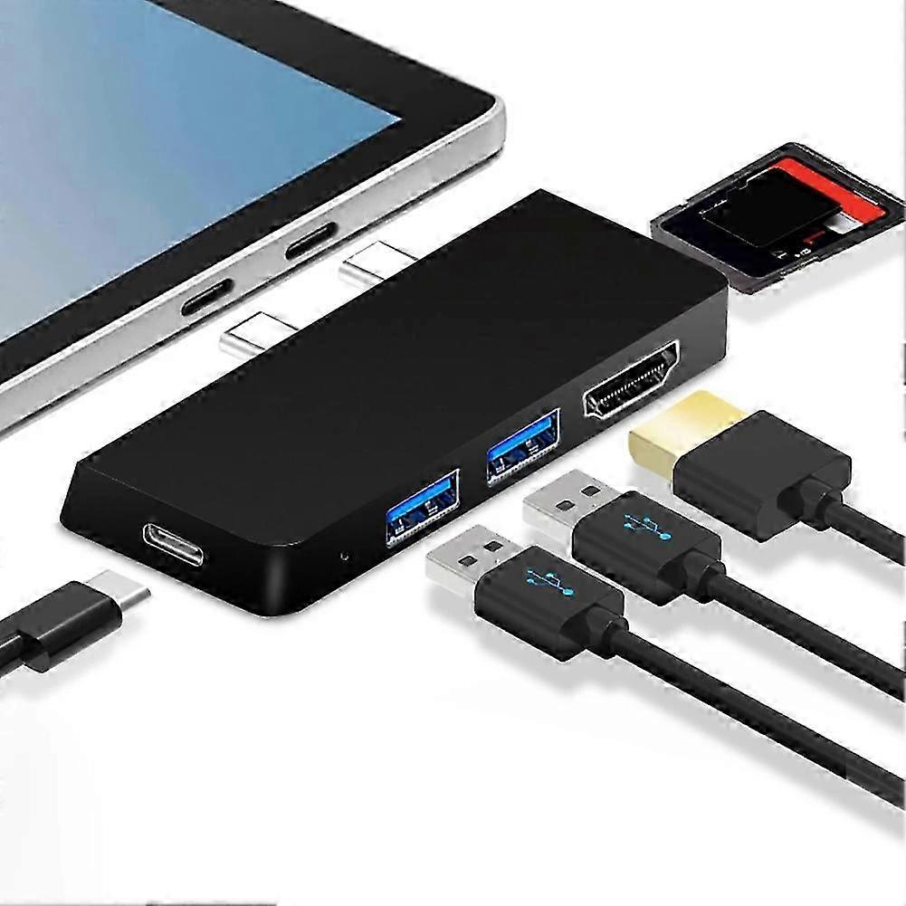 For Microsoft Surface Pro 8 7 6 5 4 Hub 5/6 in 1 USB Docking Station with 4K HDMI-compatible USB 3.0 Memory Card Slot Reader 2025