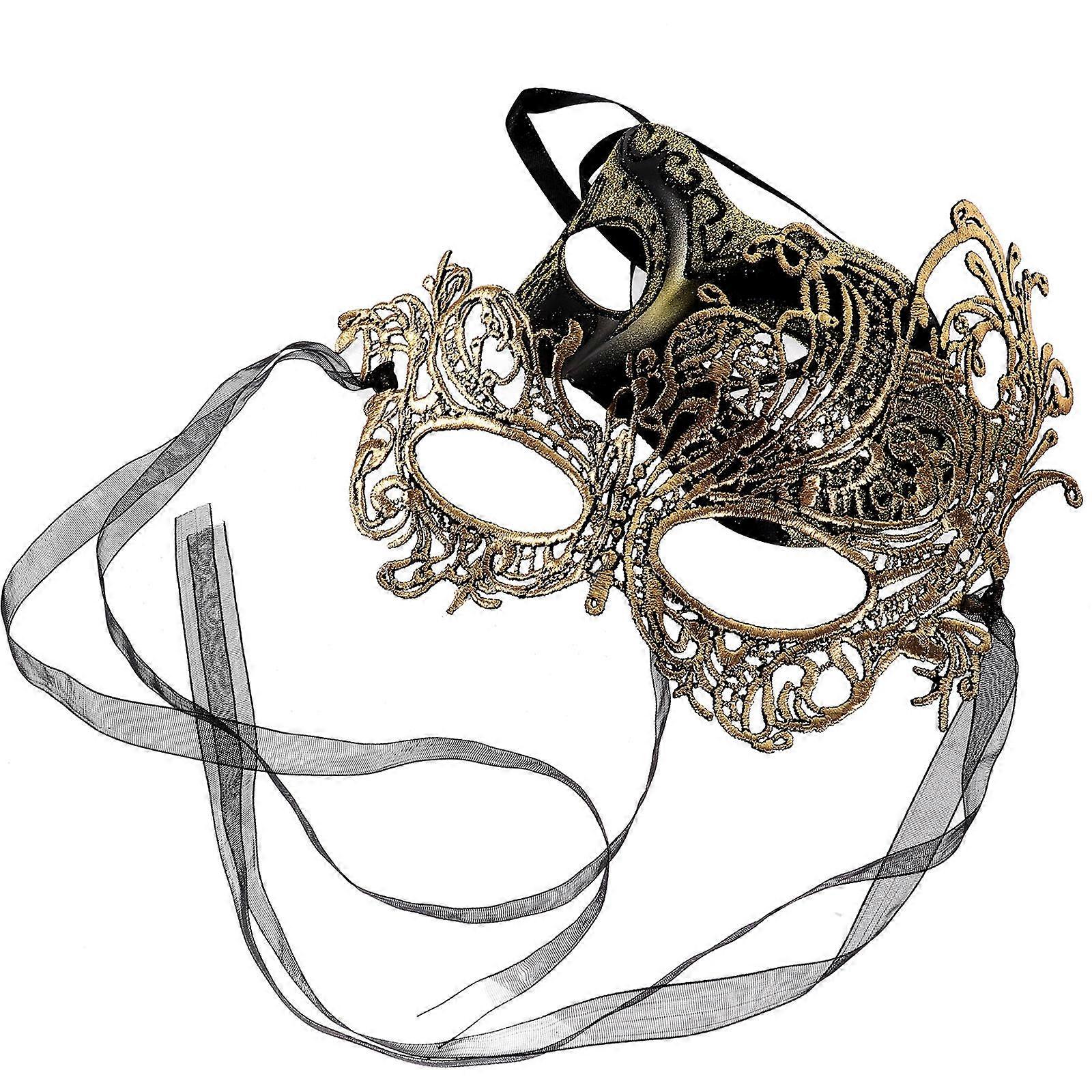 10Pcs Masquerade Masks for Costume Ball Featuring Lace Design
