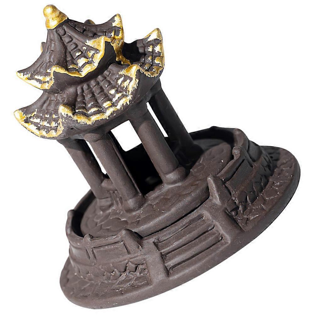 Clay Pavilion Shape Incense Burner Holder for 2Pcs Meditation Use