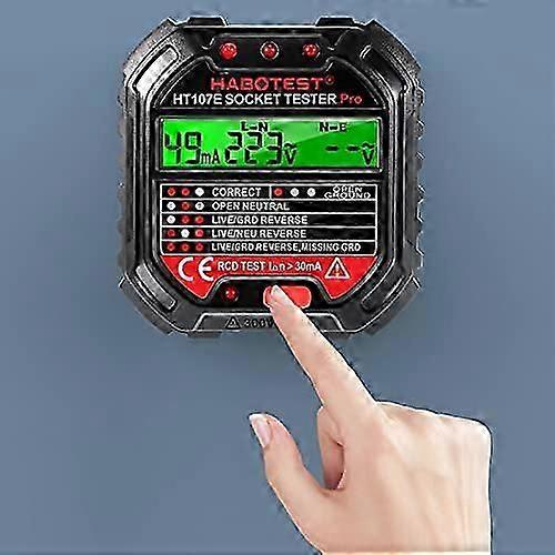 Socket Tester Circuit Testers Rcd Plug Tester Mains Outlet Tester with LCD Display Digital Electrical Voltage Tester for Socket Test Safety Inspection