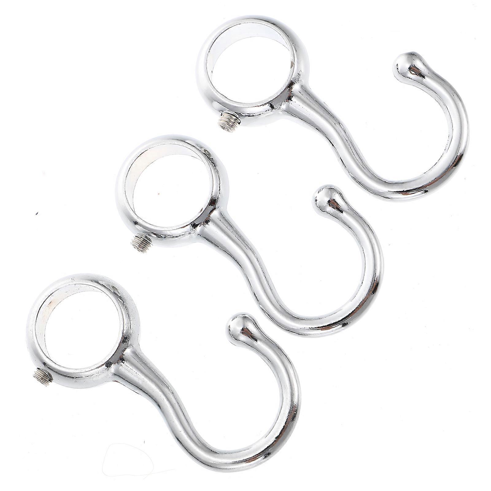 J-Shaped Hanging Hooks 6 Pcs Modern Organizer For Bathroom Curtain Rod With Simple Design And High Strength