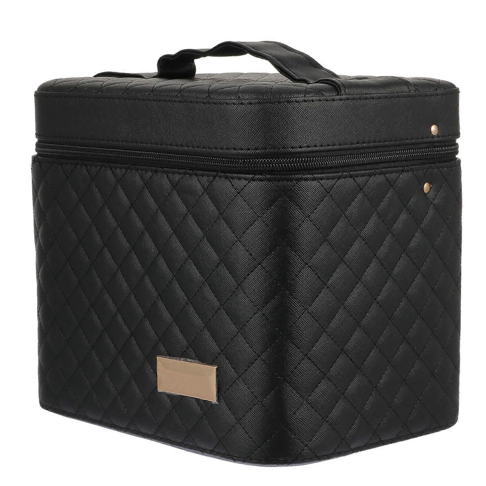 Multifunctional Makeup Bag 1Pcs Black Durable PU Material Professional Makeup Bag for Storage