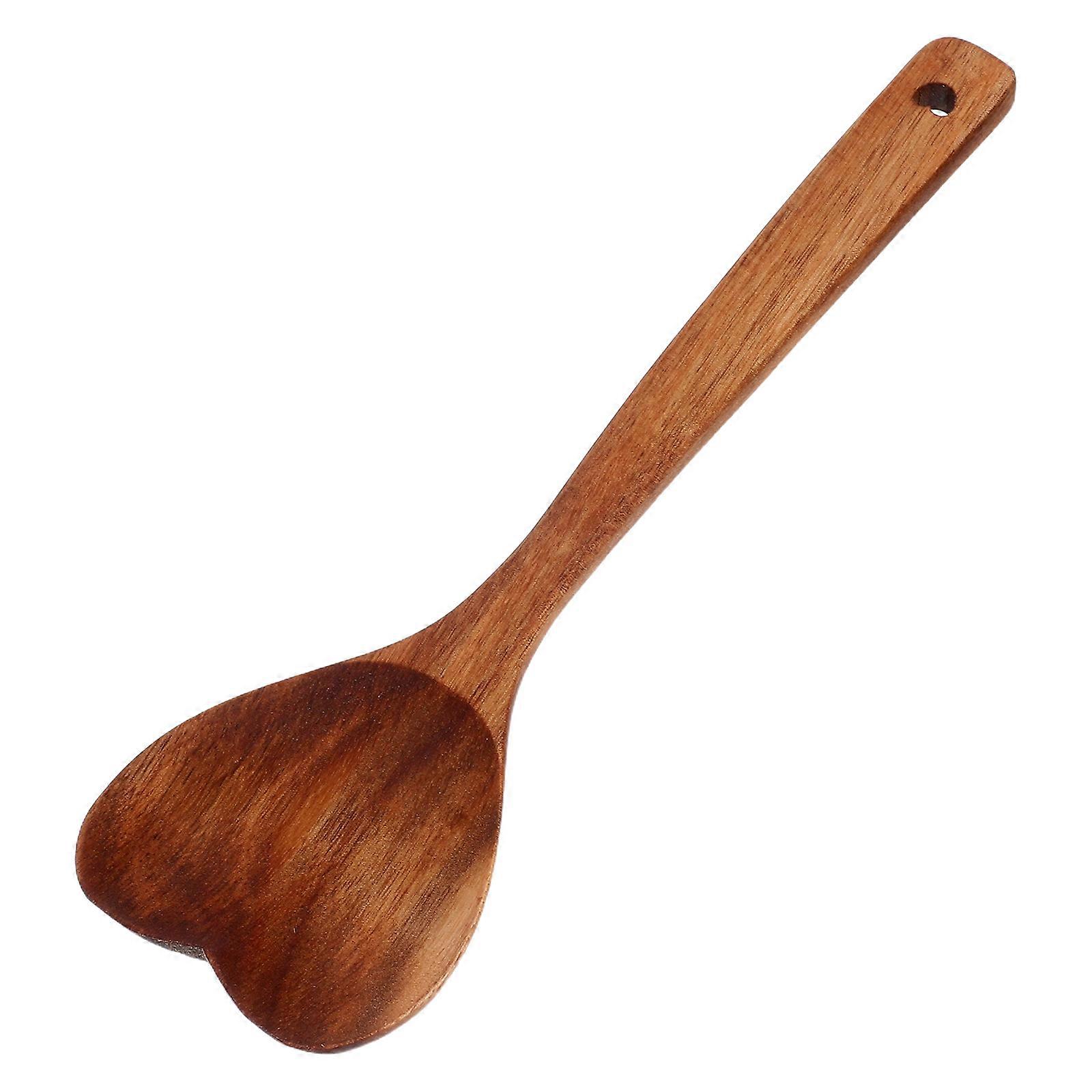 Cute Cooking Ladle 2Pcs Long Handle Wood Ladle Heart Shaped Kitchen Utensil Ideal For Stirring And Serving In Brown