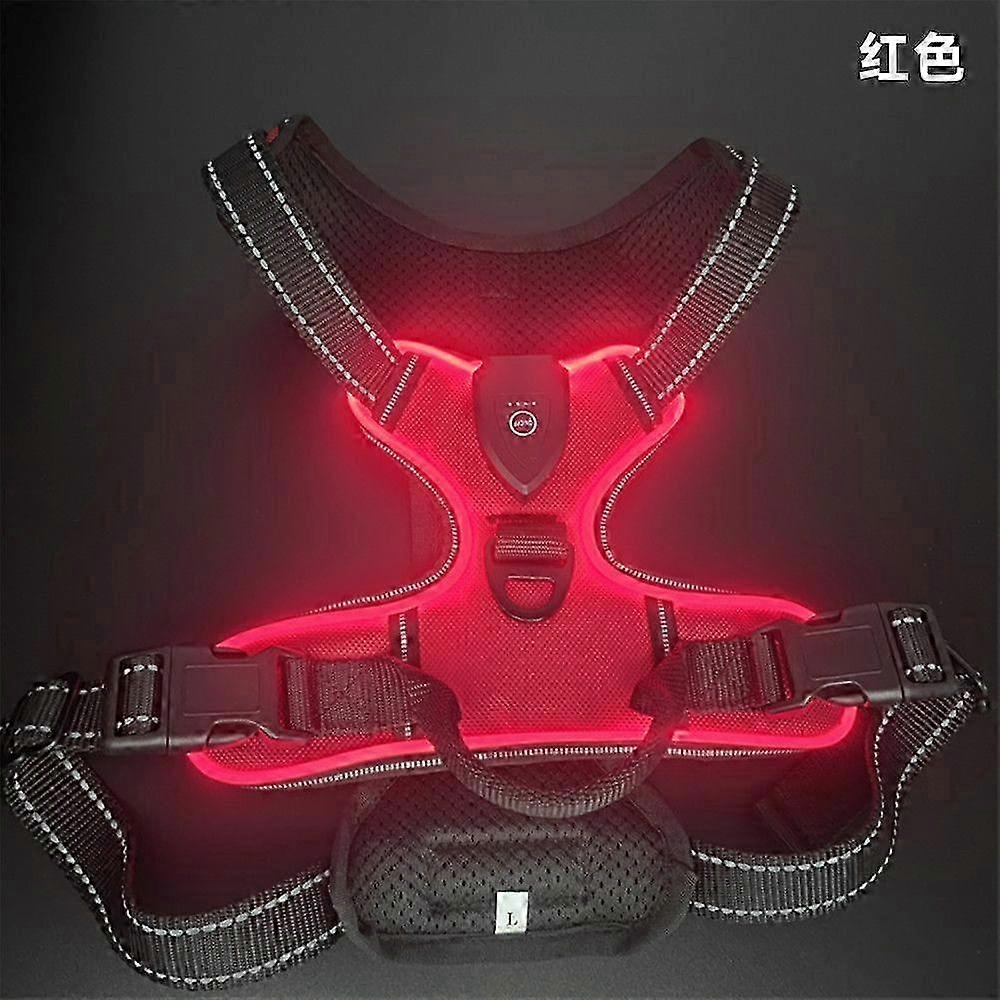 Light Up Dog Harness - LED Dog Harness Rechargeable for Night Walking,Flashing for More Than 20 Hours, Oxford Cloth