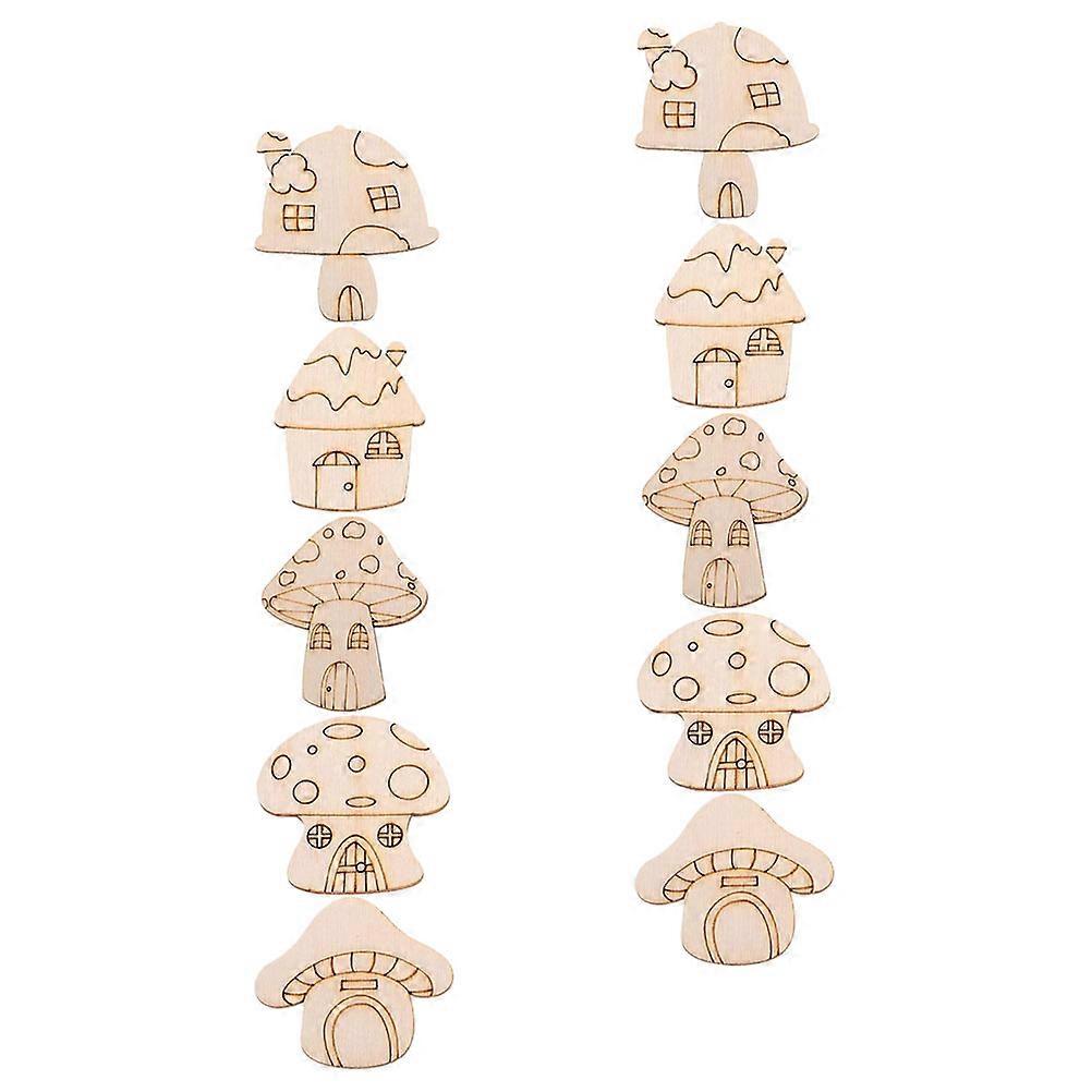 Khaki Wooden Mushroom Slices for Crafts with 40Pcs for Carving Activities