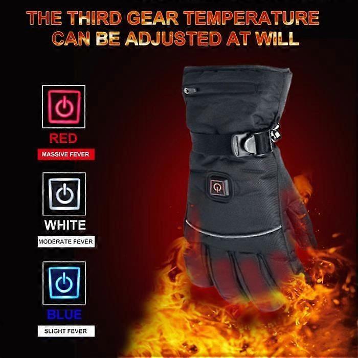 Rechargeable Heated Gloves, 3 Heating Modes, Waterproof Winter Warm Gloves with Touch Screen, Suitable for Motorcycle, L