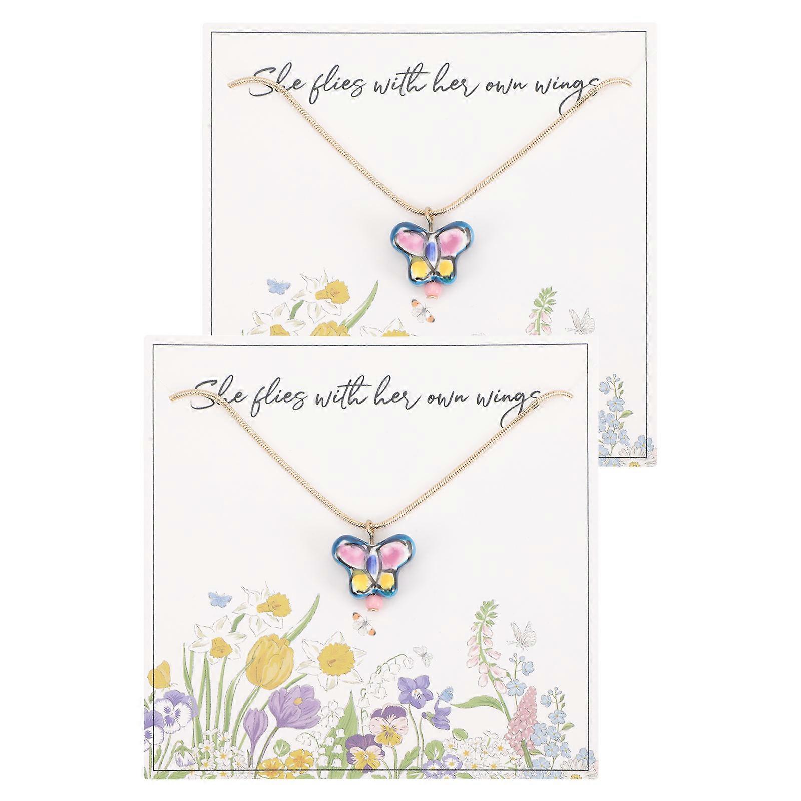 Damen Keramik Schmetterlinge Halskette Anhänger für Mode 2er Set
