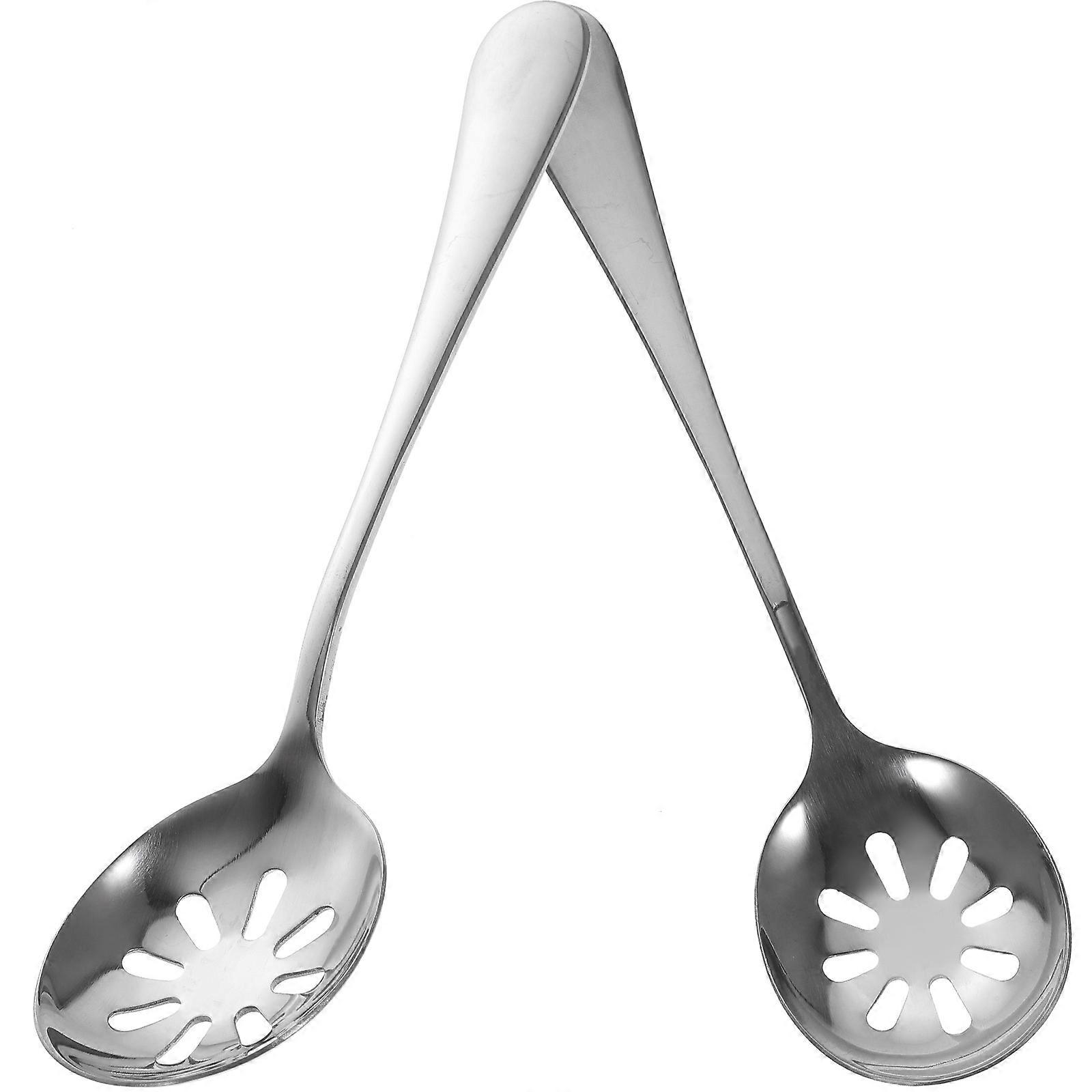 Buffet Utensils Slotted Spoons Simple Design Wedding Curved Handle 2Pcs