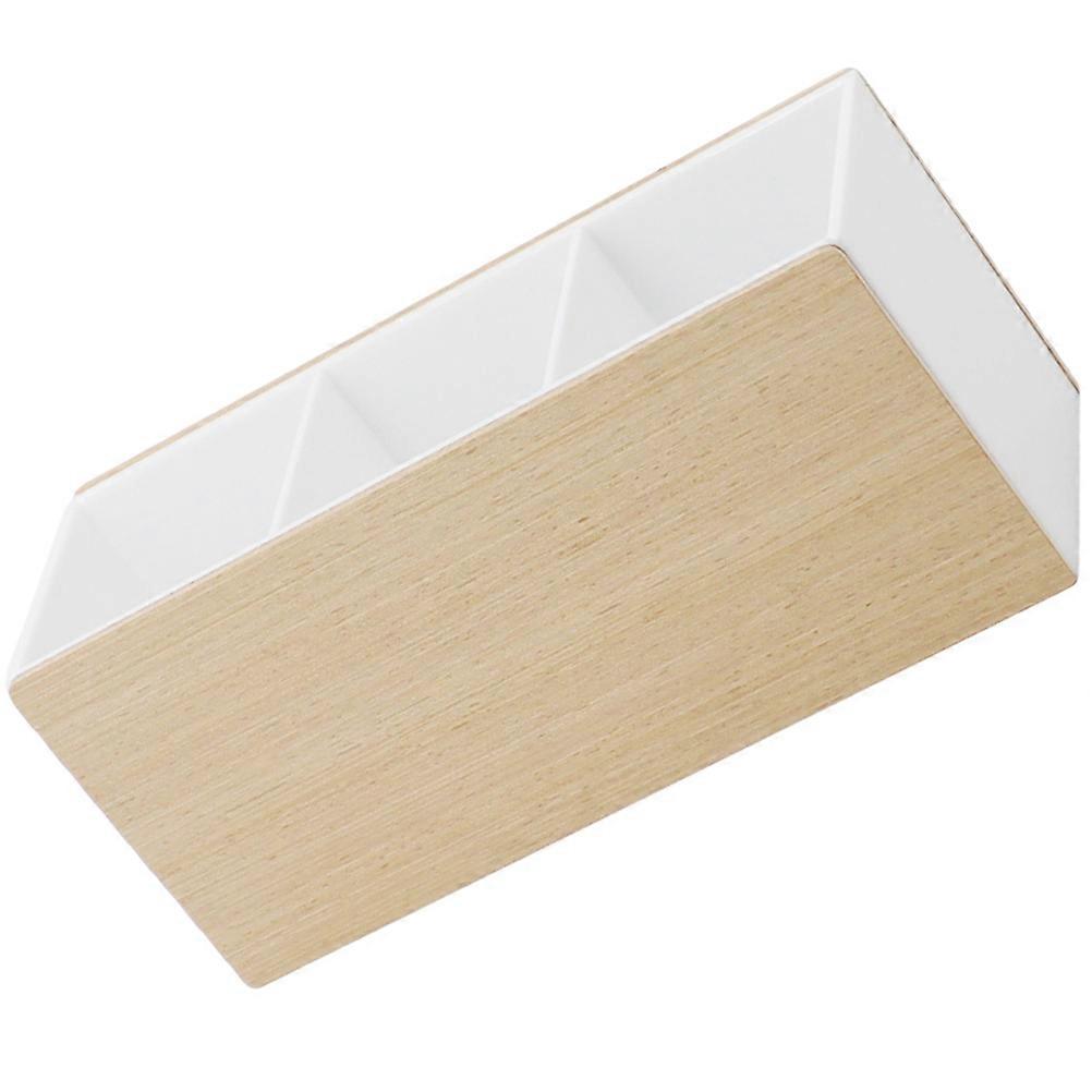 Desktop Storage Organizer 3Pcs Modern White Rectangular Holder For Remote Controls Pens And Small Items