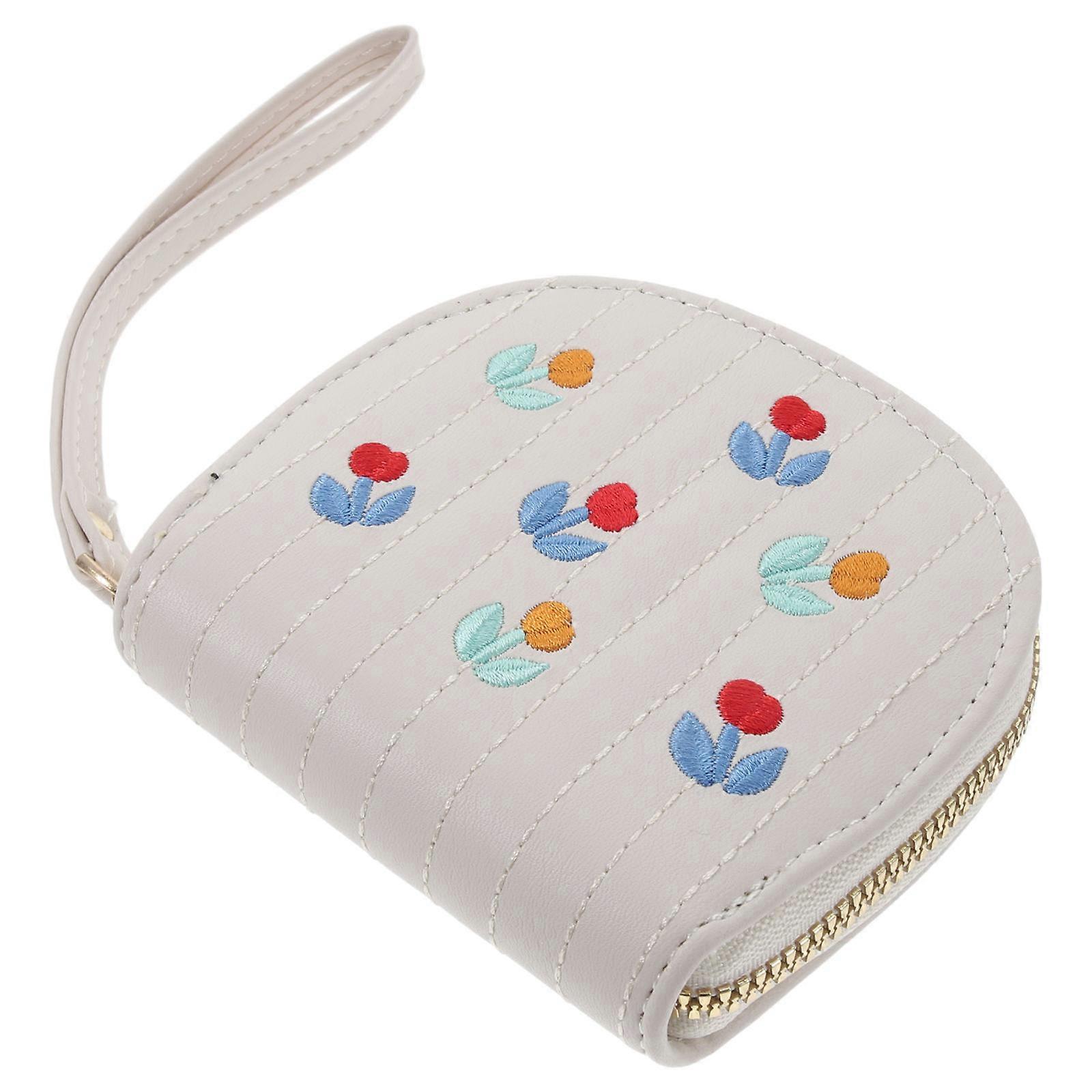 Portable Coin Storage Wallet 3Pcs Functional Change Purse For Office Workers With White PU Material