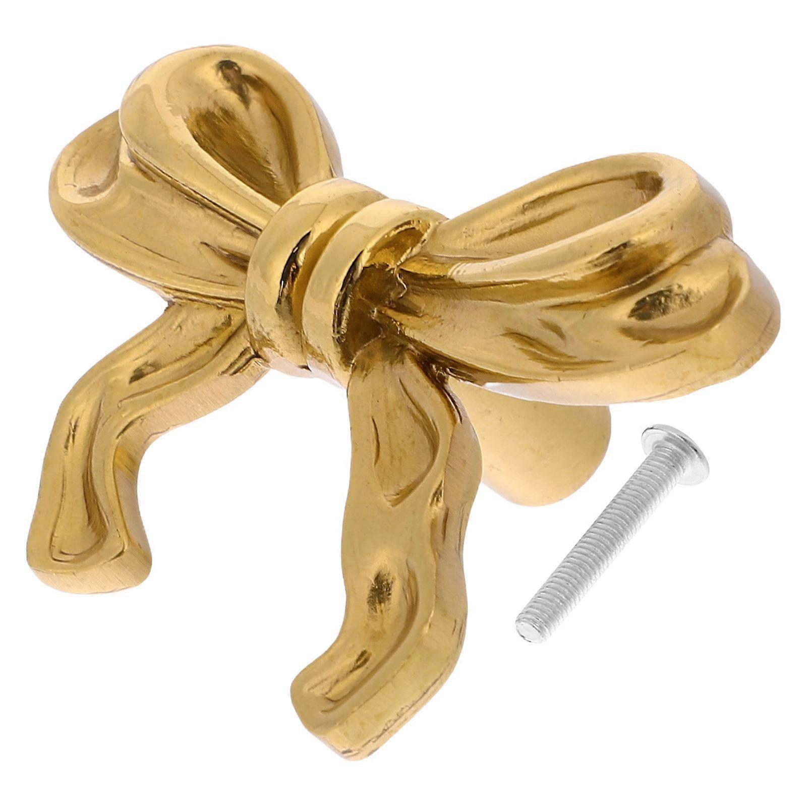 Bow Knobs Vintage Knob Pull Handle for Cabinets 5Pcs Golden Copper Set