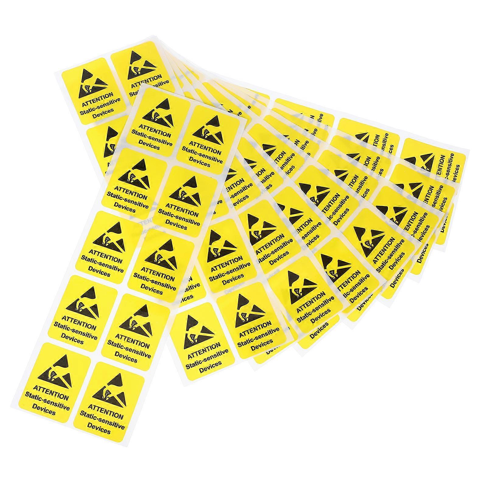Safety Warning Stickers Static Warning Labels for Devices 160Pcs Yellow