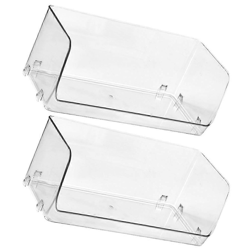 2Pcs Stackable Storage Rack Organizing Container Rectangular Shape Transparent PET Material For Organizing Makeup In Home Office And Camping