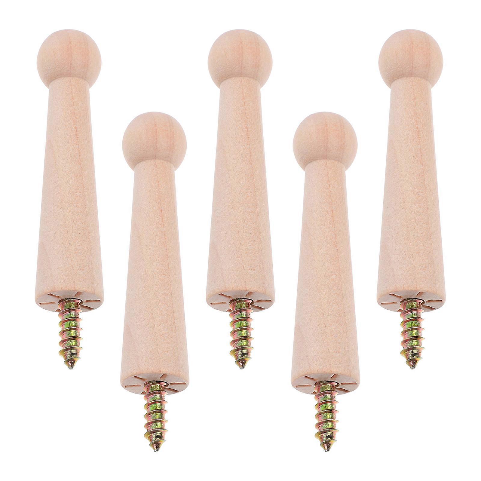 Screw Fixed Wood Hooks for Hanging 25Pcs Solid Wood Clothes Hooks