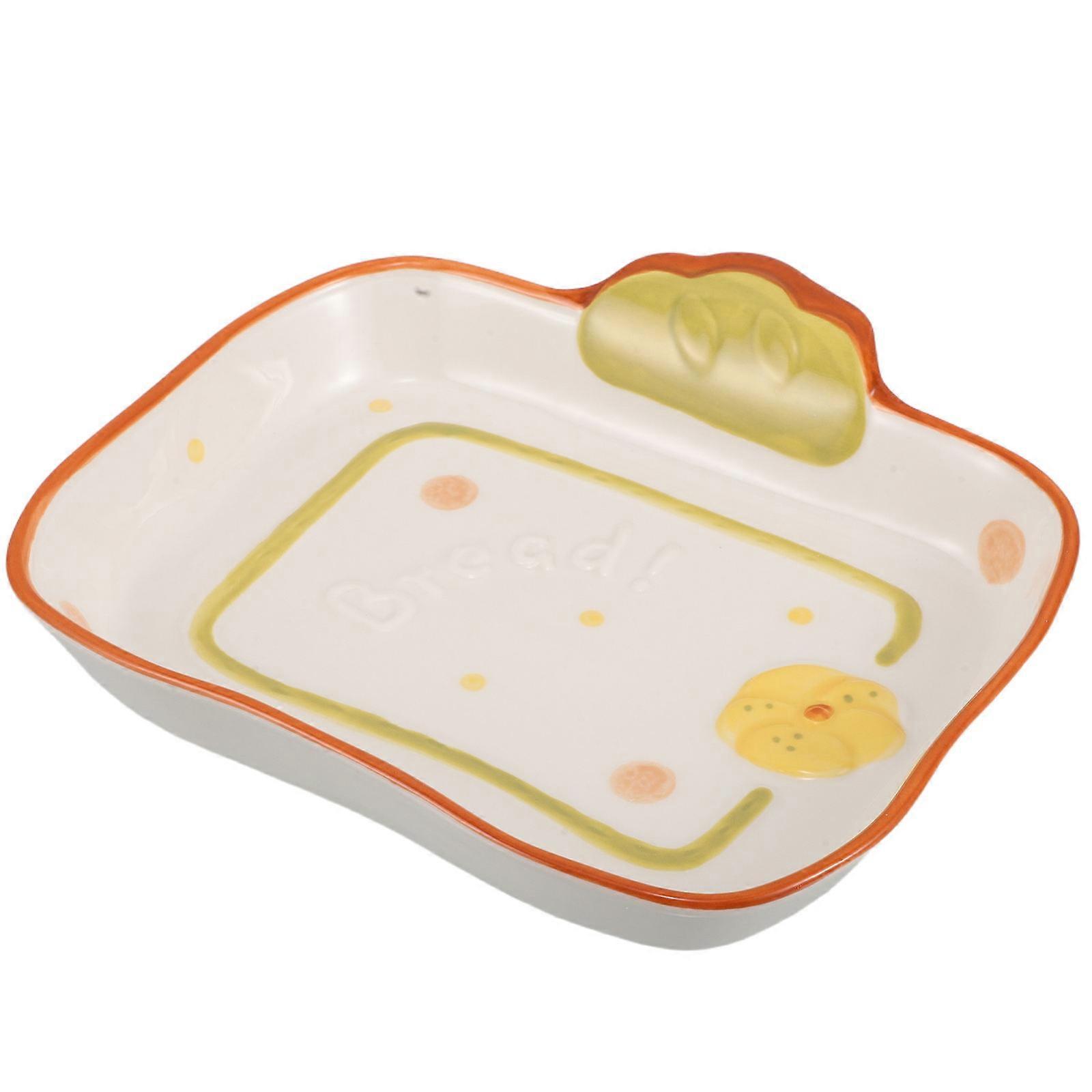 Cute Bread Shaped Ceramic Plates For Dining Table Decor Kitchen Centerpiece Food Presentation Multi 1Pcs
