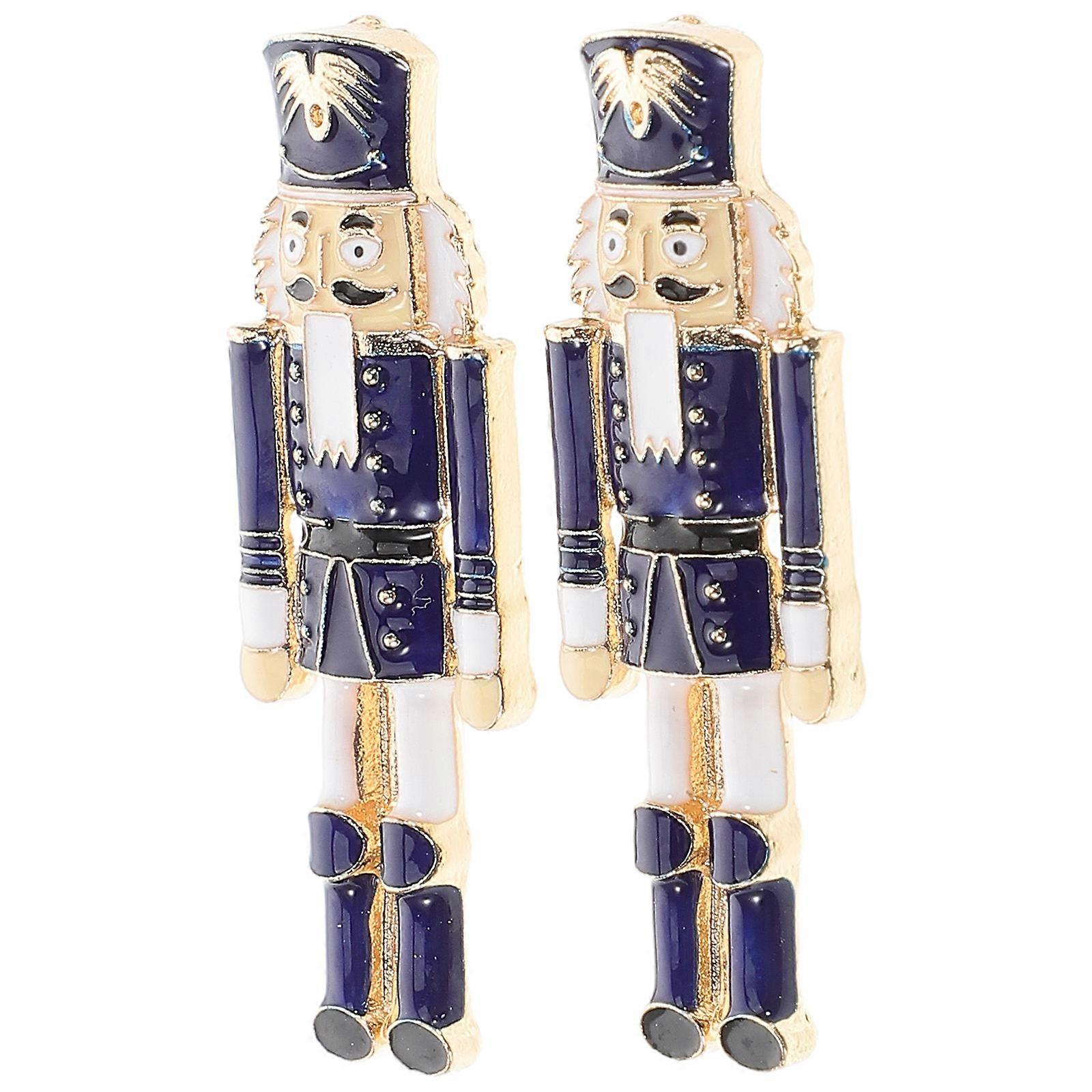 Holiday Nutcracker Earrings Drop Earrings for Christmas 2Pairs Set