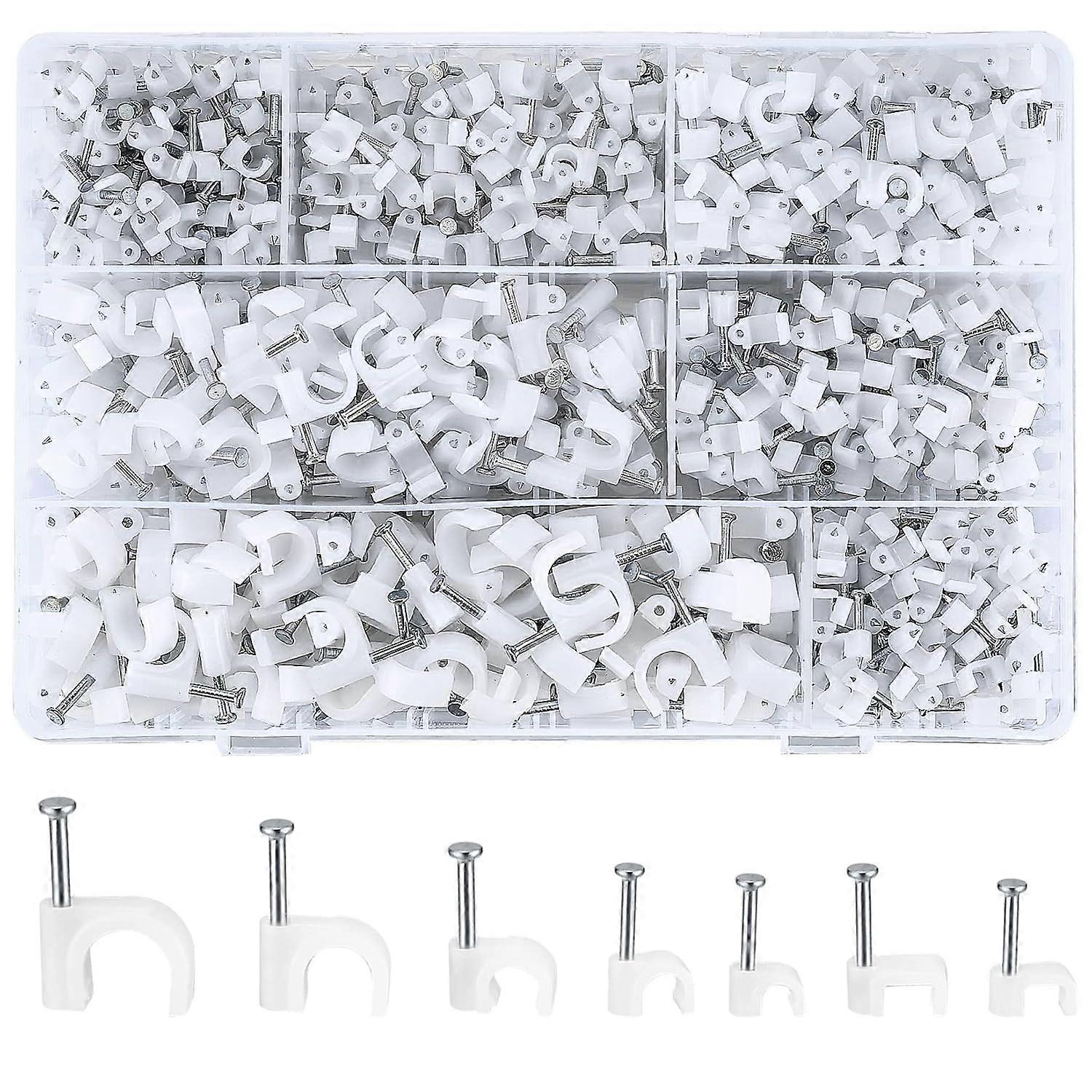 700 Pieces Round Cable Clips with Steel Nail, Round Cable Clips