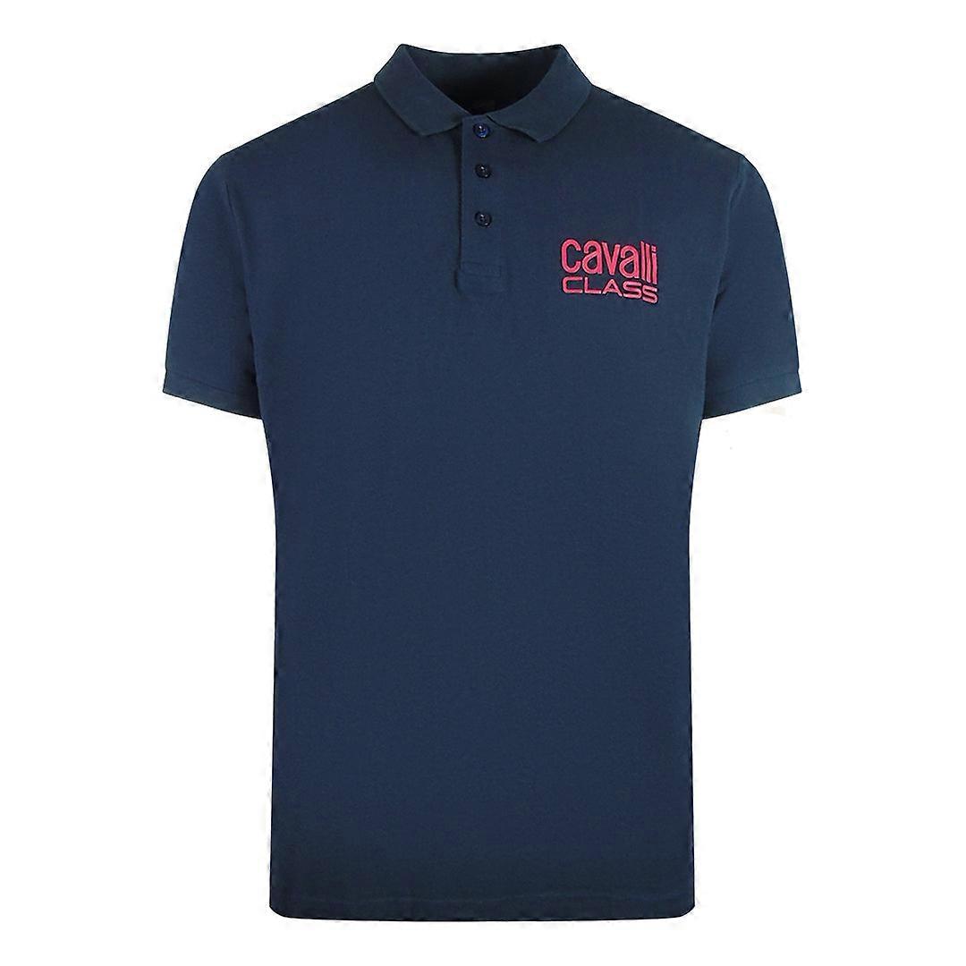 Cavalli Class Bold Logo Navy Blue Polo Shirt