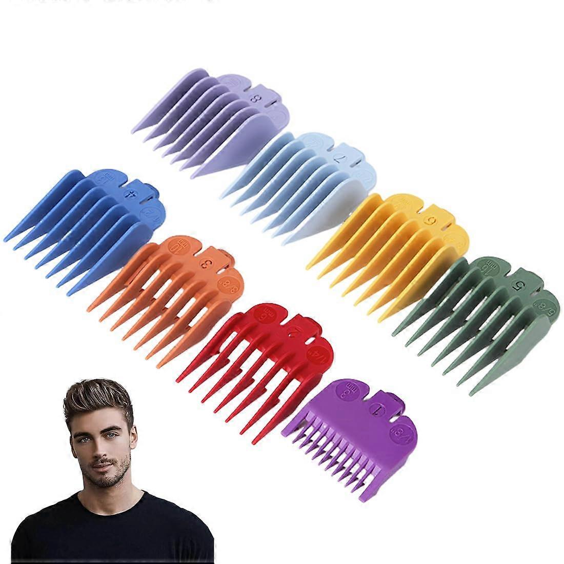 Hair Clipper Combs 8Piece Set For Standard And Professional Hair Clippers, Beard Trimmer Guard, Colorful