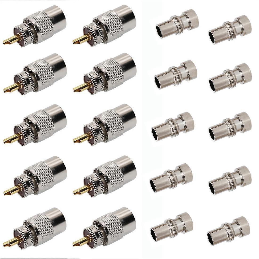 RG8用レデューサー付き10パックPL259はんだコネクタプラグ、RG-213同軸同軸ケーブル