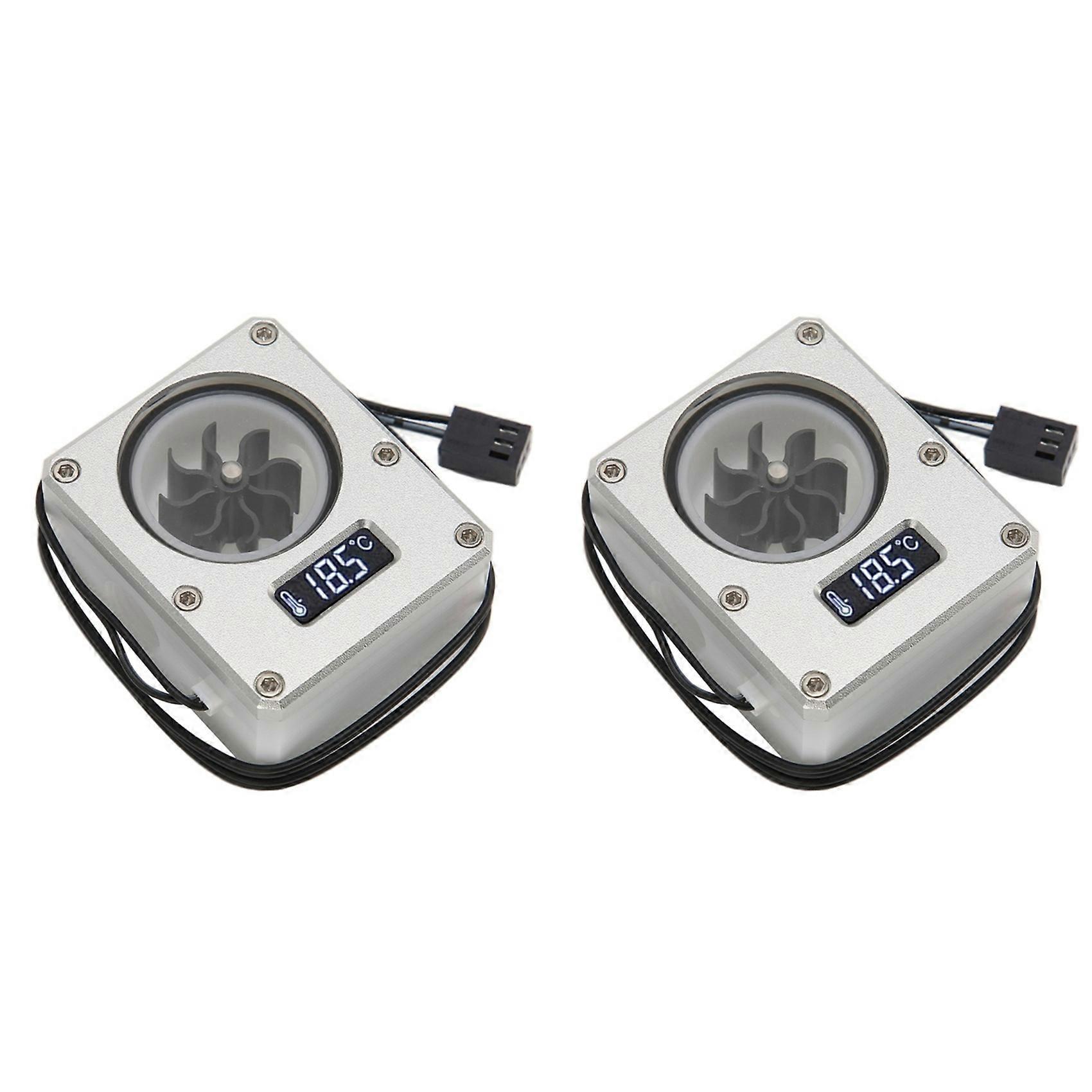 2X PC Water Cooling Flow Meter Indicator 12V Small 3pin Interface G1/4 Thread Pom Rustproof Computer Flow Meter Silver