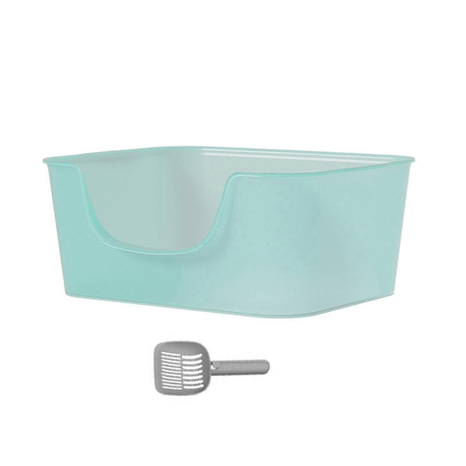 Open Top Cat Litter Box with Lowered Front & Anti Splash Design, High Sided Sifting Tray for All Cats