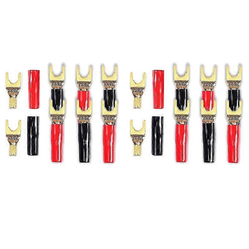 Y Plug Spade Connector for Speaker Wire,16 Pcs Y Spade Plug 45 Degree Gold Plated U Fork Spade Plug
