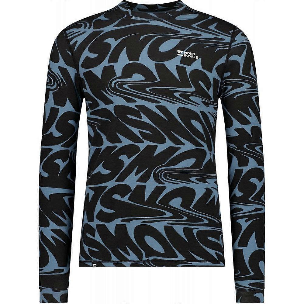 Men's Mons Royale Mens Cascade Merino Base Layer Long Sleeve / Signal Lost Goblin Blue / XL