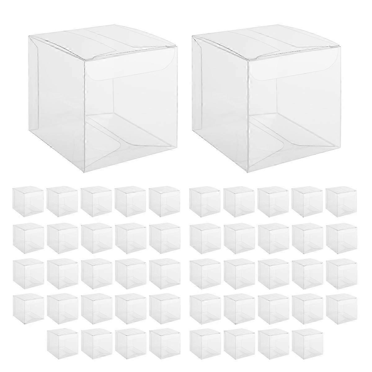 50Pcs Clear Plastic Gift Boxes PVC Packaging for Wedding Candy