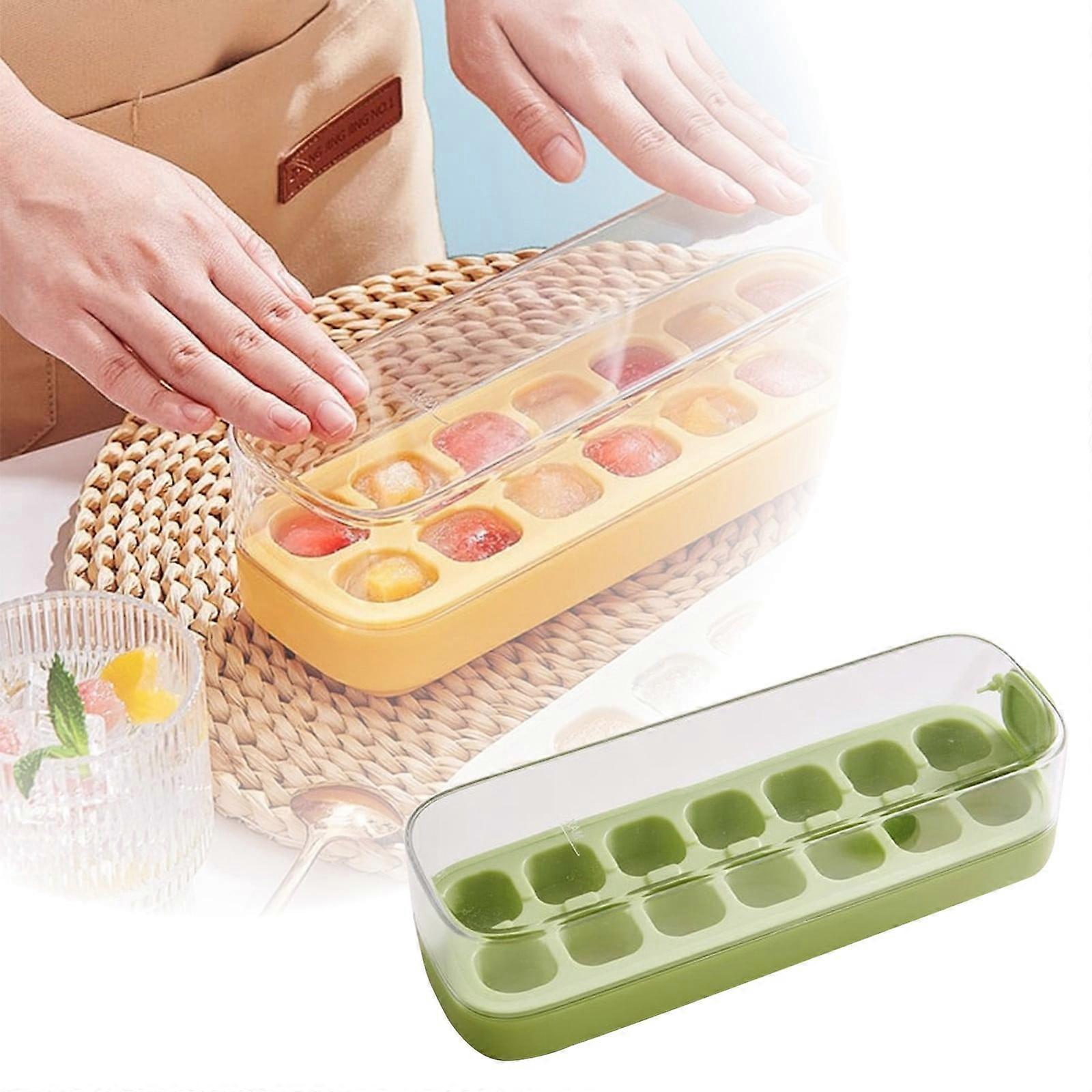 Ice Cube Silicone Food Grade Push Type Ice Tray Household Ice Storage Ice Box With Lid Homemade Ice Cubes