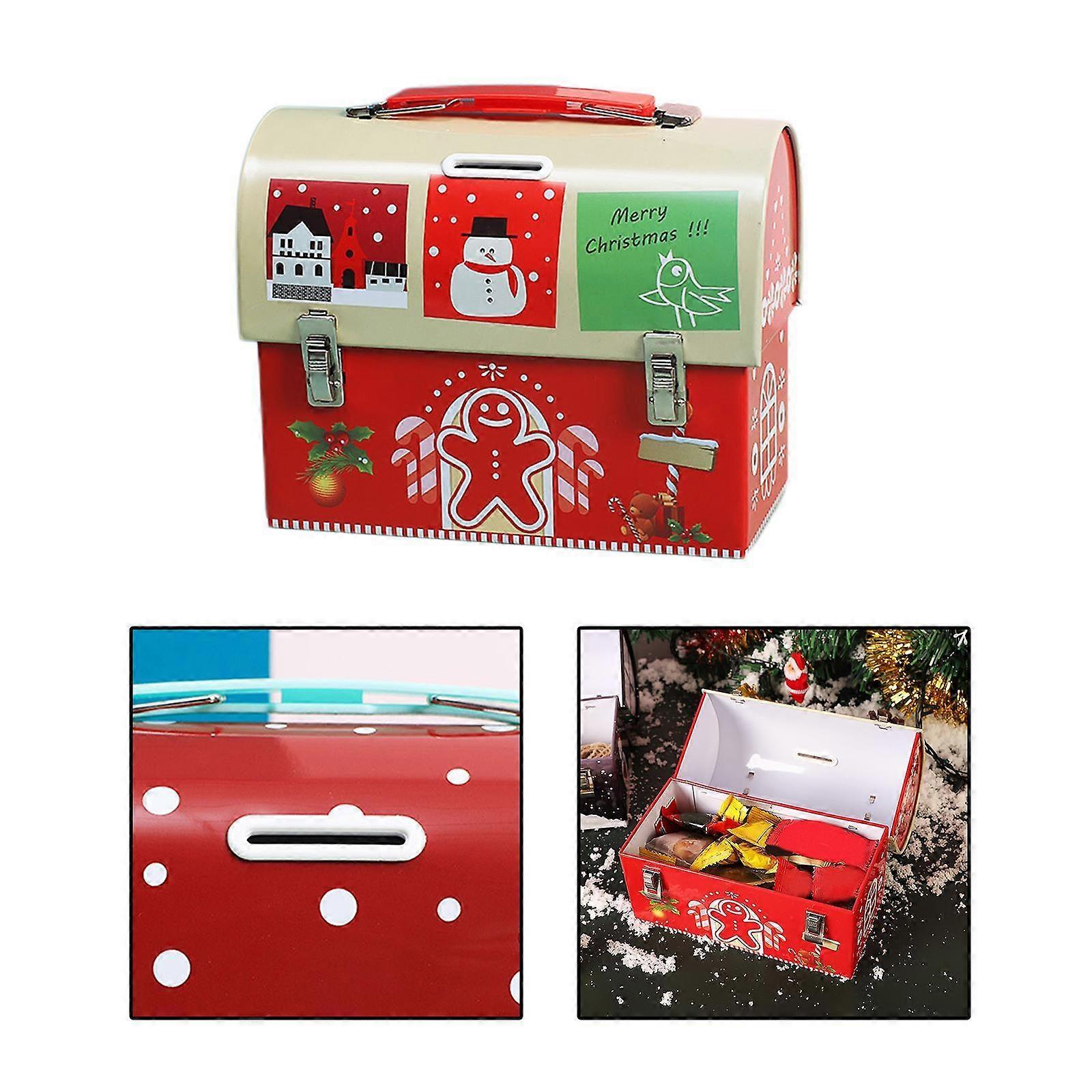 Christmas Tinplate Box with Lids Decorative Metal Cookie Jar Empty Tins for Tea