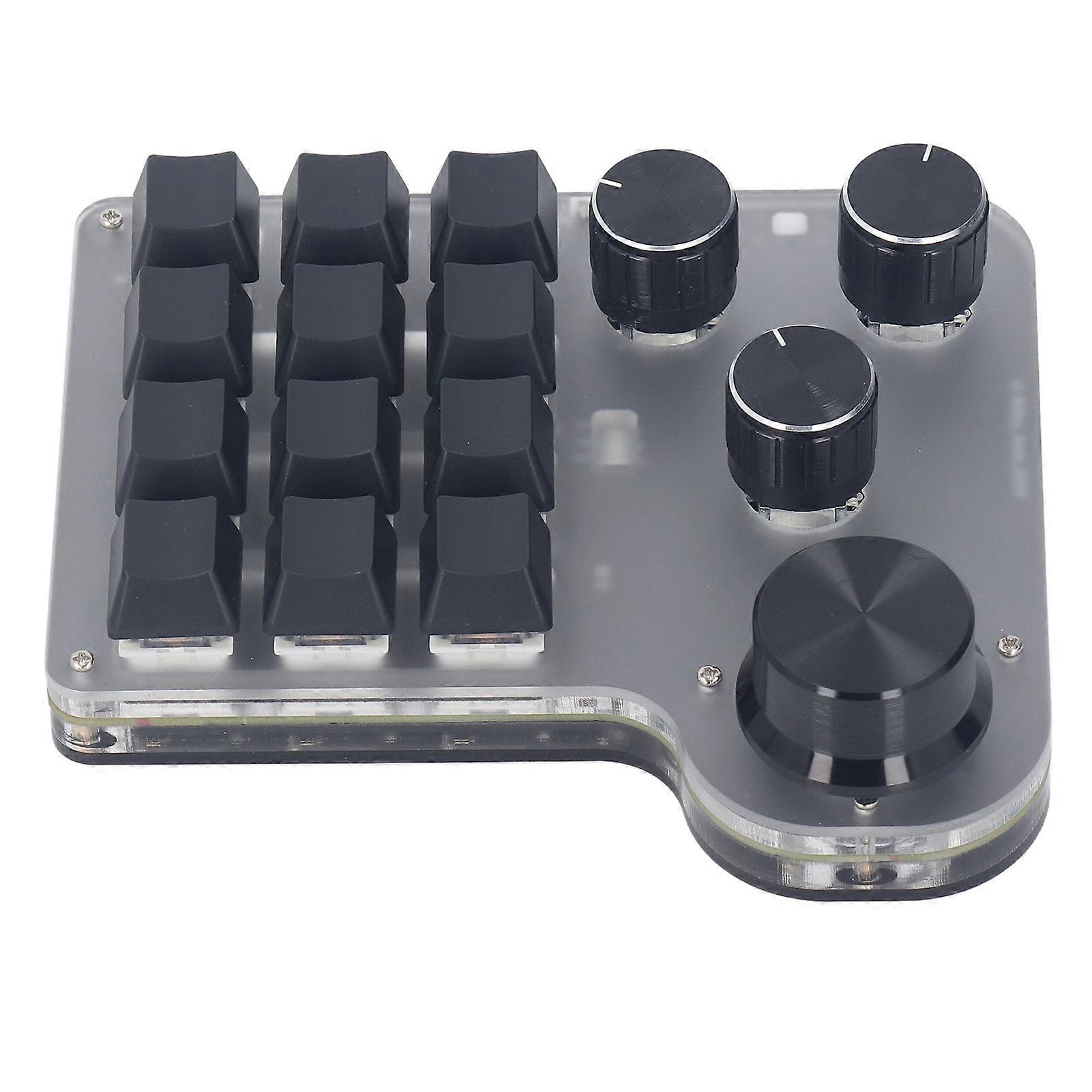 USB Mini Macro Mechanical Gaming Keyboard Programmable USB C BT 2.4G 3 Modes 12 Keys 4 Knobs Blue Switch RGB LED