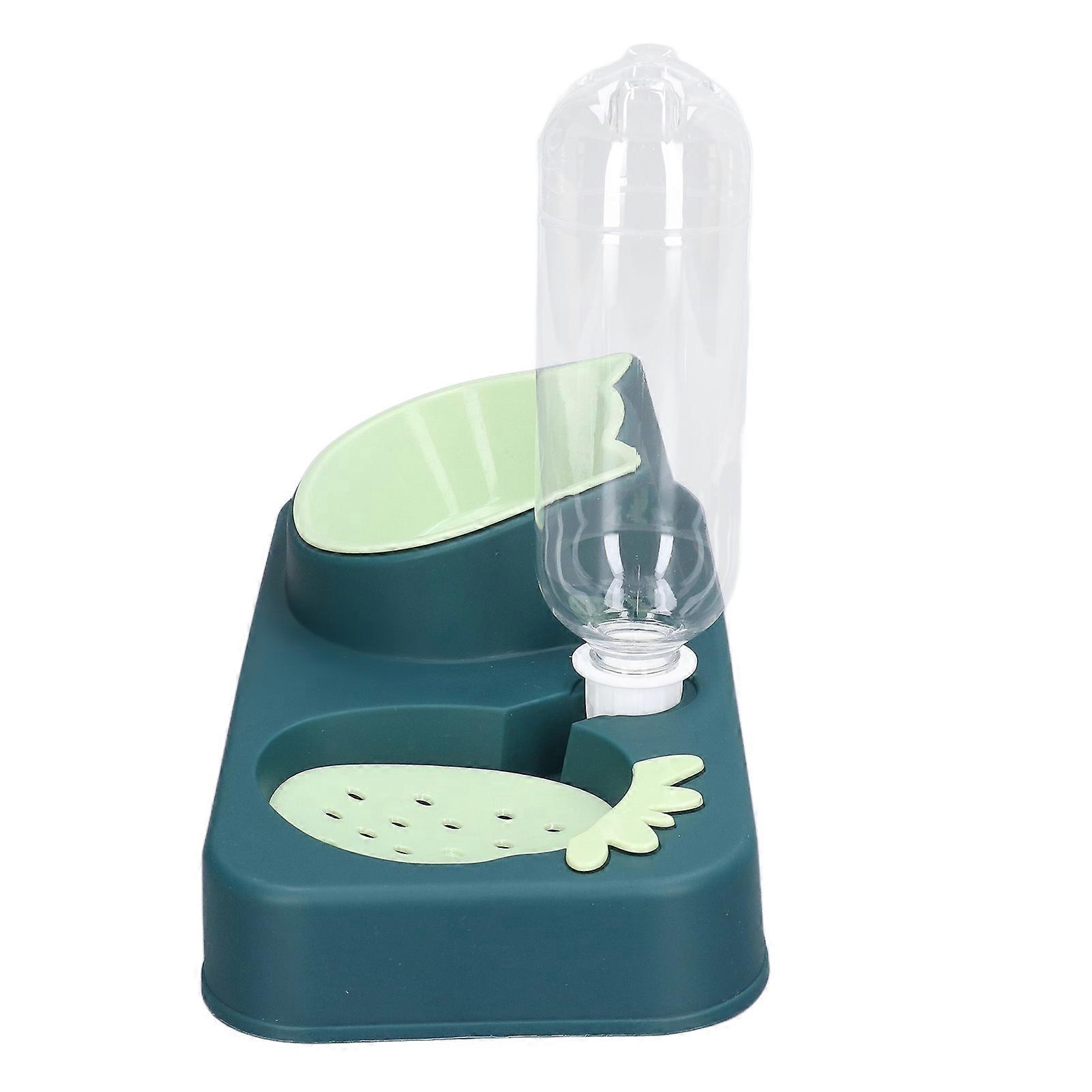 Pet Bowl 2 in 1 Plastic 15 Degree Cat Bowl Food Water Feeding Tool with Automatic Waterer Bottle 