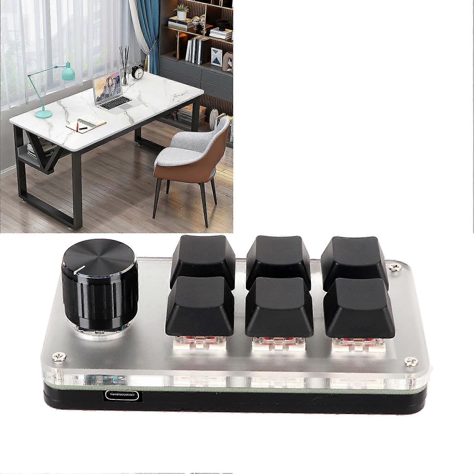 Red Switch Macro Keyboard Plug and Play Ergonomic Customized Knobs USB Mini Keypad for Desktop PC 6 Keys 1 Knob 
