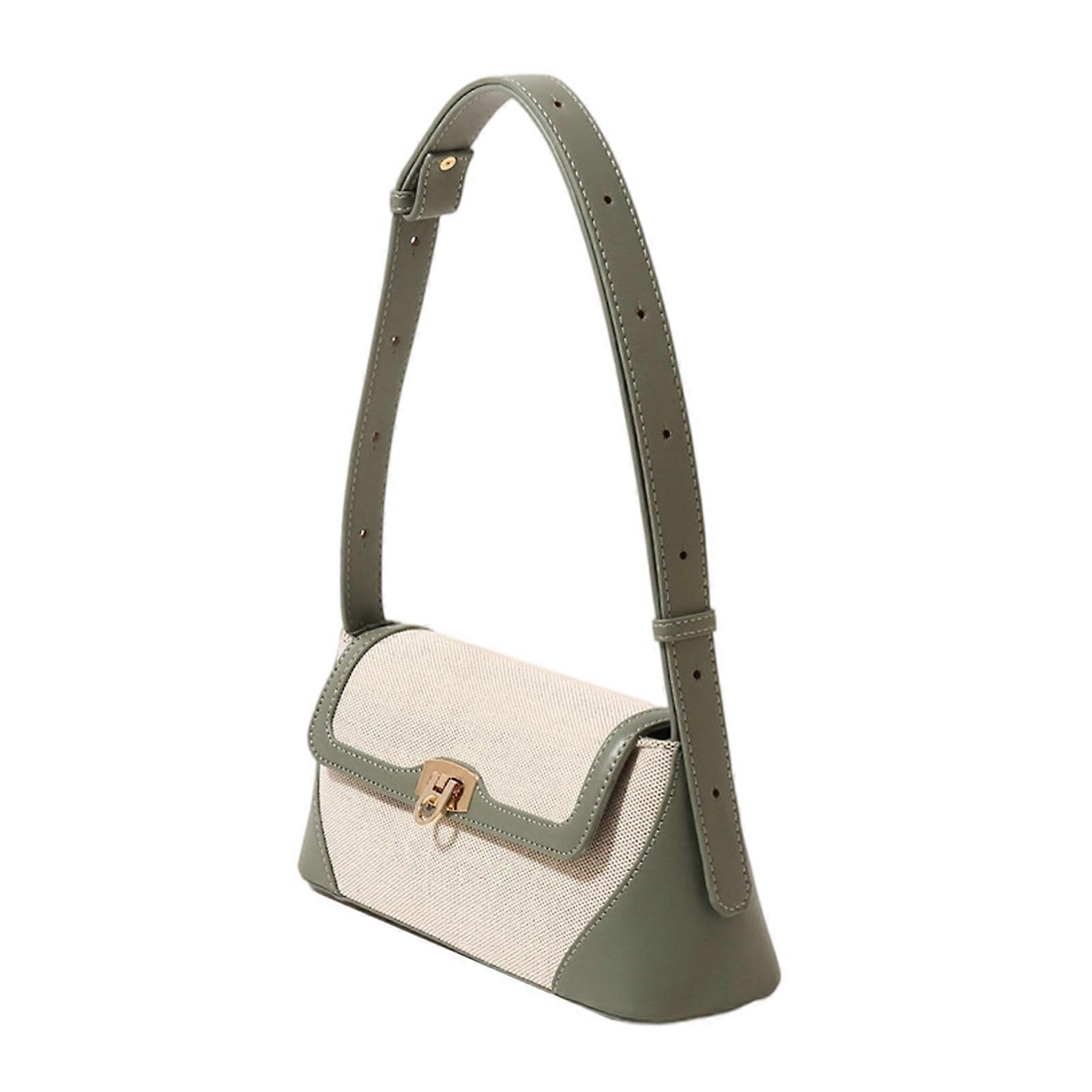 Axelväska för kvinnor med justerbar rem i läder, trendiga axelväskor, gröna