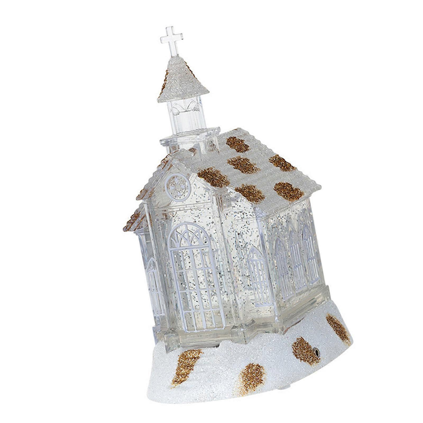 Elegant Light Up Christmas Snow Globes with Glitterings Pine Tree Sturdy Plastic Materials Craftsmanship Accessory Multicolor