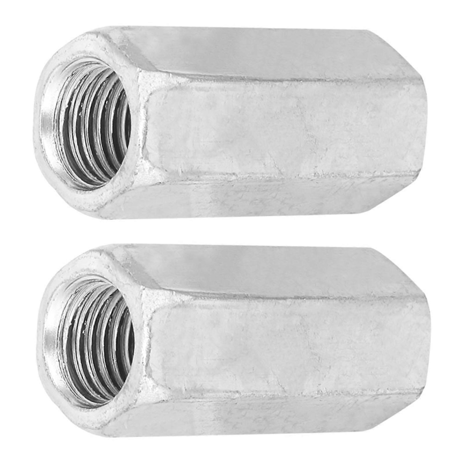 2pcs Zinc Plated Steel M16*50 Long Hex Nut Hexagonal Thread Nut Threaded Fasteners