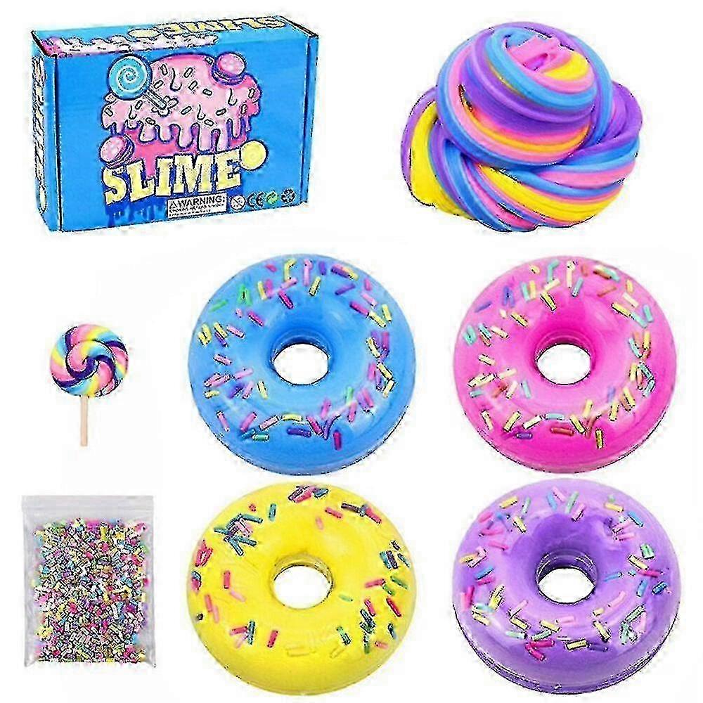 Donut Slime + Lollipop Accessories Sugar Pellets With Color Box Set Indoor Toys