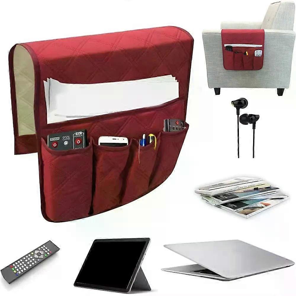 Armchair Caddy Sofa Armrest Organizer for Recliner Non-Slip Remote Control Holder for Couch Arm Chair Caddy with 5 Pockets
