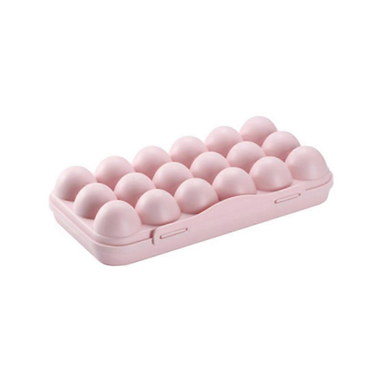 Egg Storage Box 2Pack Stackable Plastic Refrigerator Organizer AntiCollision Shatterproof Portable Pink
