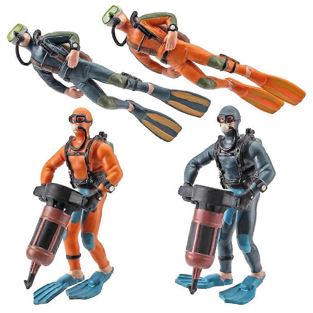 4Pcs Mini Diver Figurines Model Simulation Underwater Adventure Diver Figure Playset for Scene