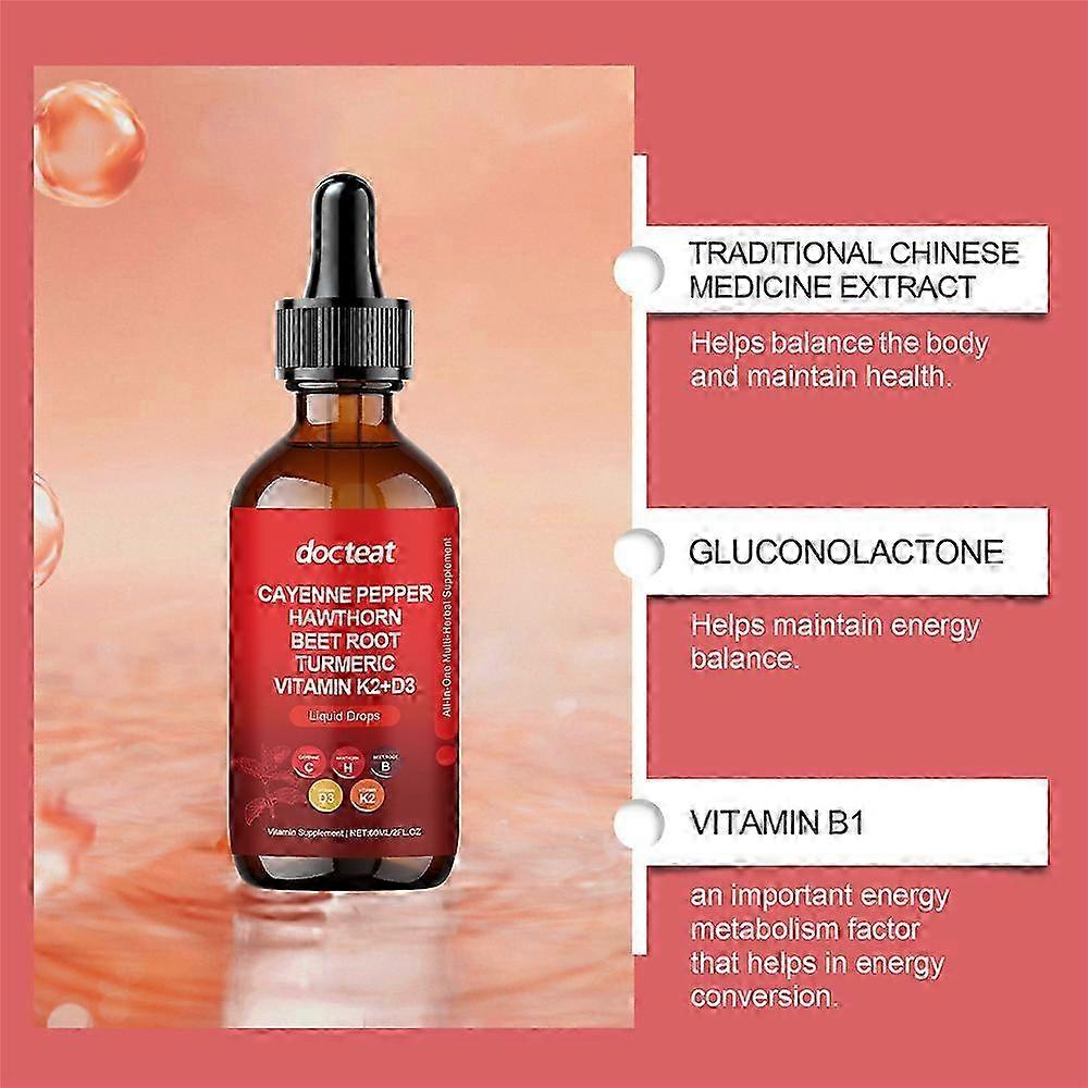 1-5x Cayenne Pepper Drops, Aeluro Cayenne Pepper Liquid Drops, Containing Hawthorn Beetroot