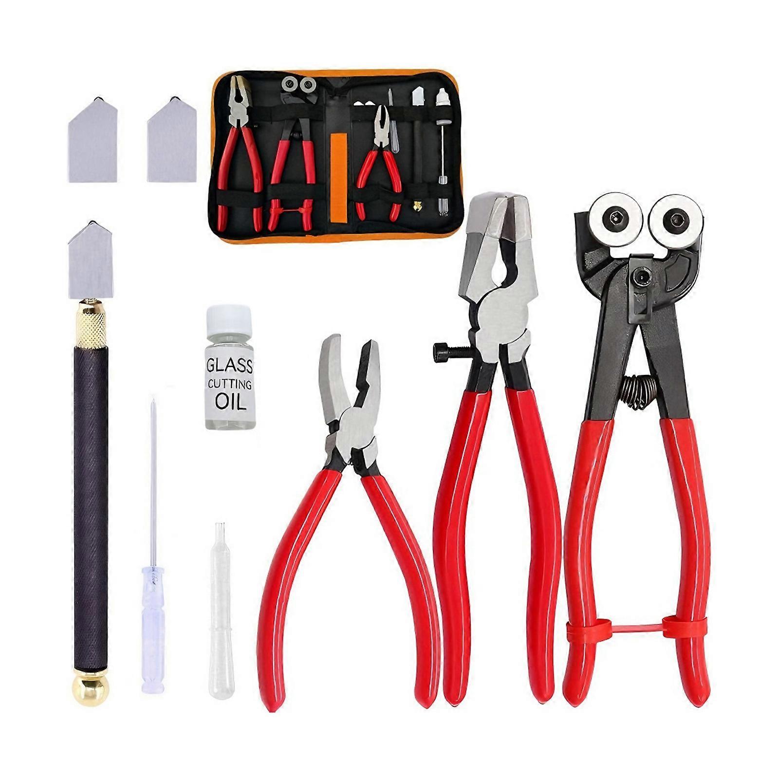 Professional Grade Glass Cutter Set 10 Tool With Leather Storage Case Precise Cutting For Tile Mirror Bottle Art Creation Multicolor